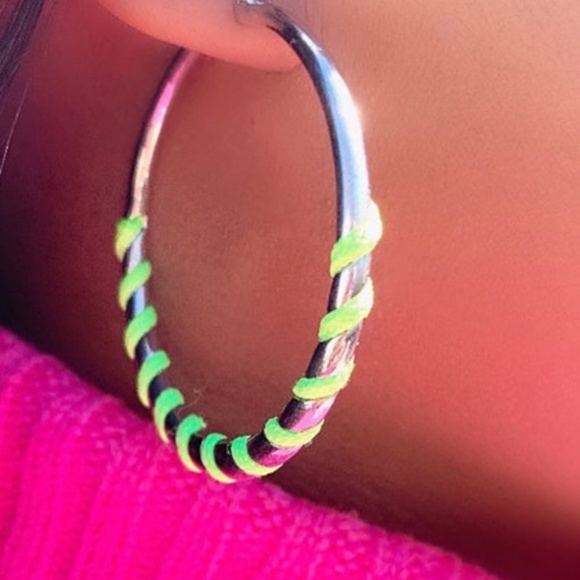 Bling Bar Jewelry - Neon Hoop Earrings